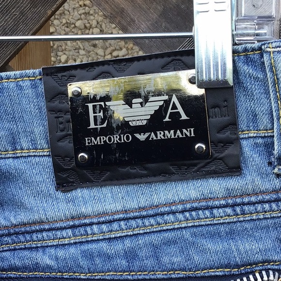 Emporio Armani jeans w/ leather & zip accents - Picture 10 of 16